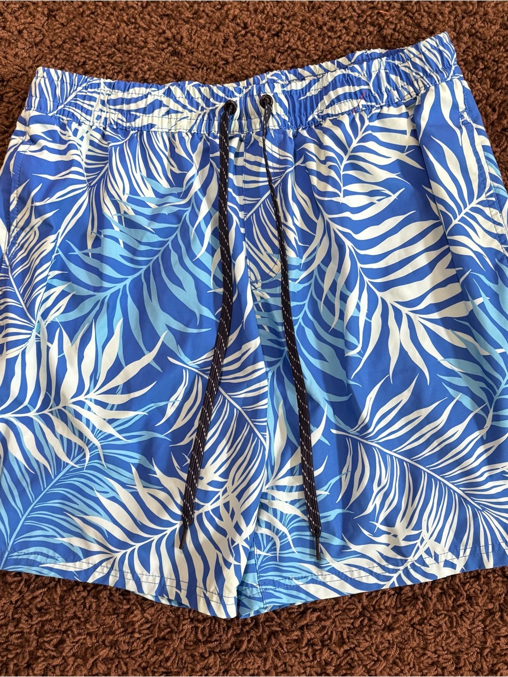 Y2K Quiksilver Phantom Blue Tropical Print Men's Swim Shorts